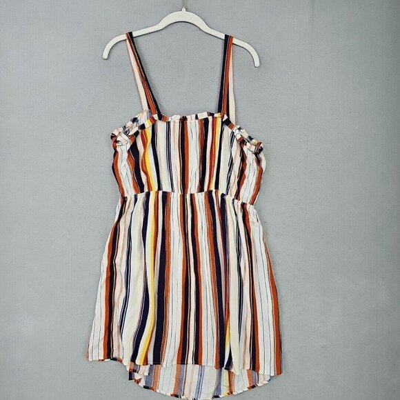 FOREVER 21 Mini Sundress Womens 1X Multicolor Striped Square Neck Spring Summer - Picture 6 of 6